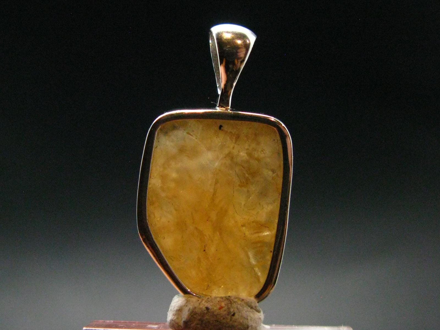 Large Natural Agni Gold Danburite Sterling Silver Pendant from Tanzania - 1.1" - 3.63 Grams