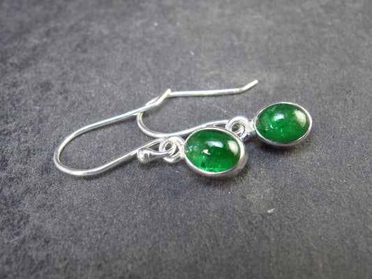 Tsavorite Gem Green Garnet Sterling Silver Earrings from Tanzania - 1.72 Grams