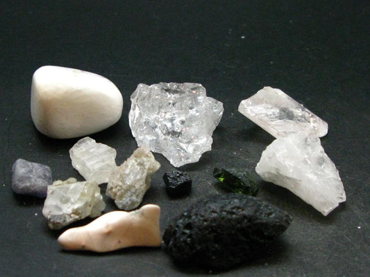 Synergy 12 Set Phenakite Moldavite Natrolite Petalite Danburite Tektite Scolecite Herderite Tanzanite Brookite 85.03 Gr