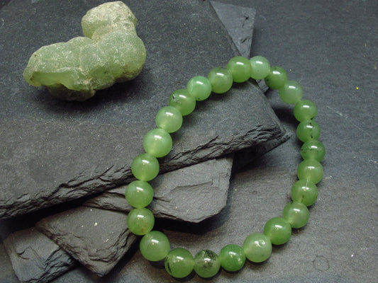Prehnite & Epidote Genuine Bracelet ~ 7 Inches ~ 8mm Round Beads