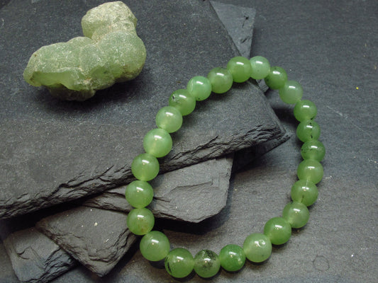 Prehnite & Epidote Genuine Bracelet ~ 7 Inches ~ 8mm Round Beads