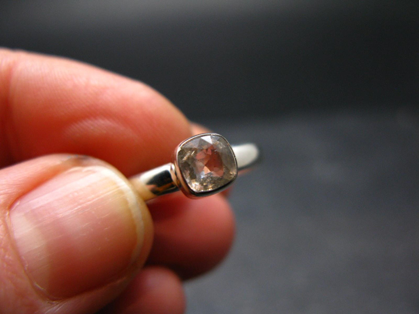 Phenakite Phenacite Crystal Facetted Silver 0.65 Carats Ring From Russia - Size 68 - 1.77 Grams