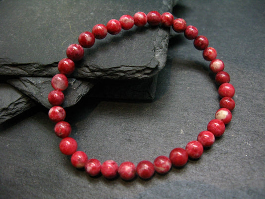 Thulite Genuine Bracelet ~ 7 Inches ~ 6mm Round Beads
