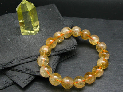 Citrine Genuine Bracelet ~ 7 Inches ~ 12mm Round Beads