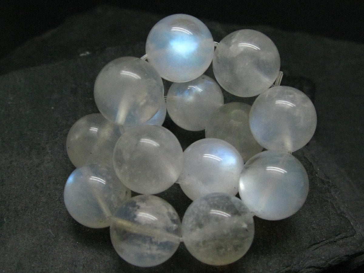 Moonstone Genuine Bracelet ~ 7 Inches ~ 15mm Round Beads
