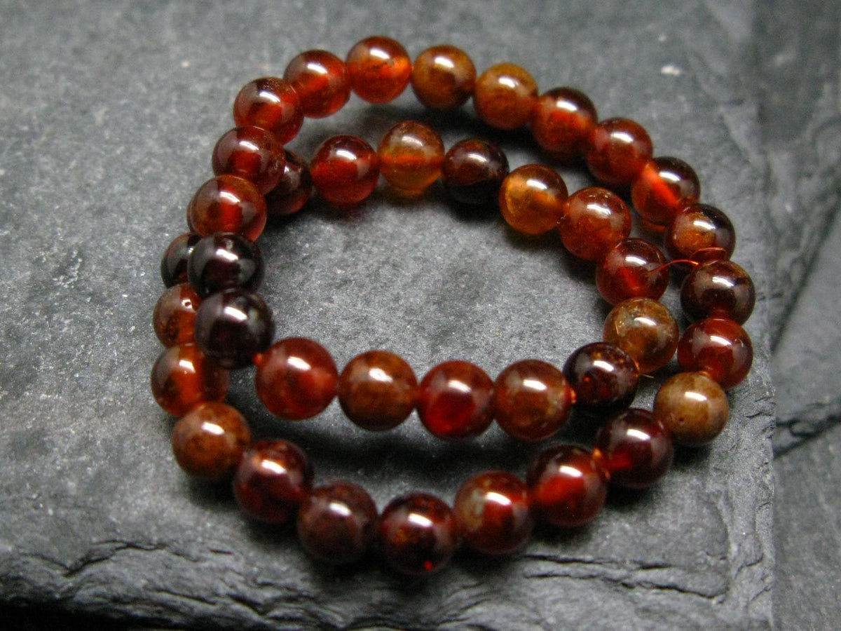 Garnet Hessonite Genuine Bracelet ~ 7 Inches ~ 4mm Round Beads