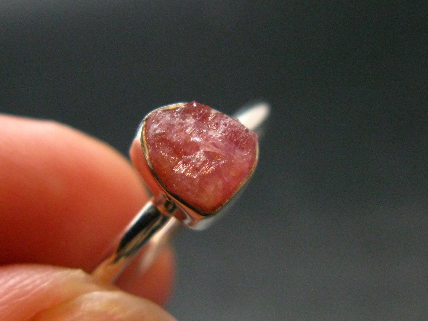Pezzottaite Crystal Silver Ring From Madagascar - Size 8 - 2.10 Grams