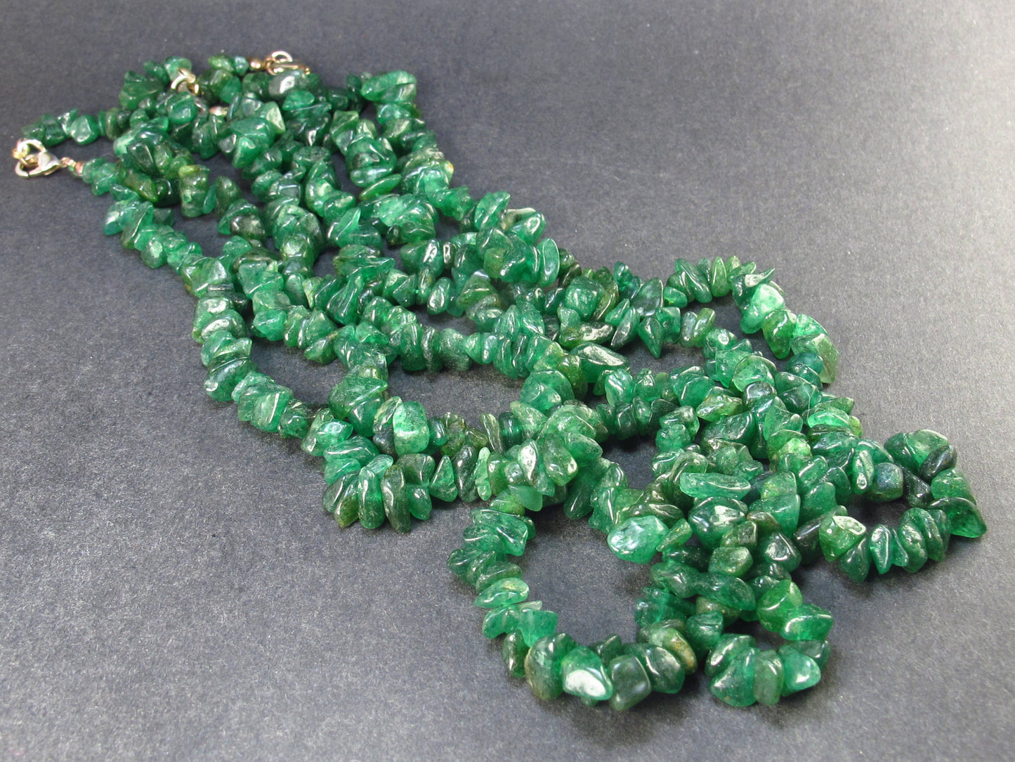 Lot of 3 Green Aventurine Tumbled Beads Necklaces from India - 18"