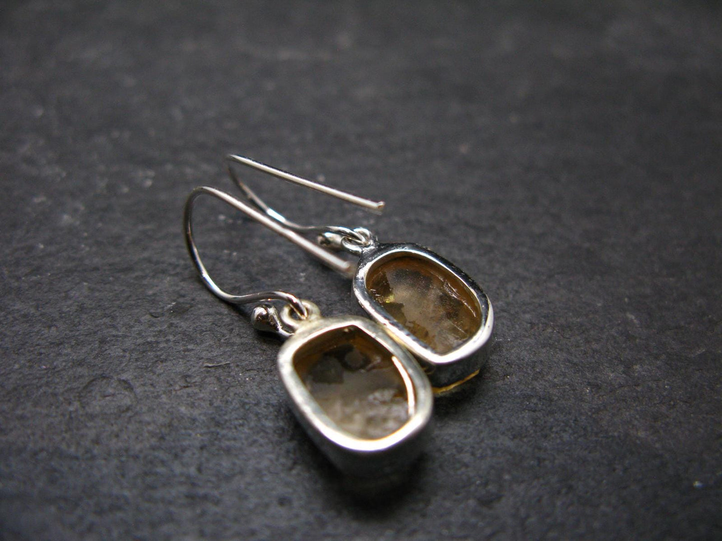 Rare Agni Gold Danburite Silver Earrings From Tanzania - 2.77 Grams - 1.1"