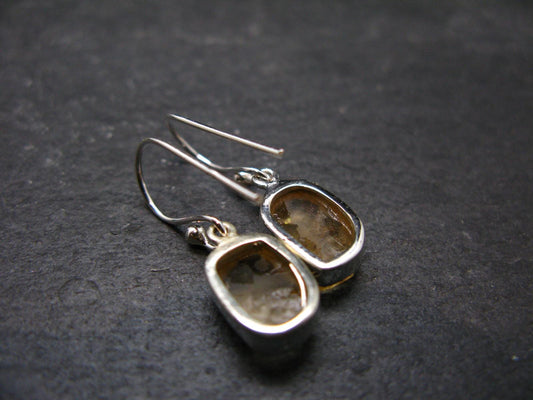 Rare Agni Gold Danburite Silver Earrings From Tanzania - 2.77 Grams - 1.1"