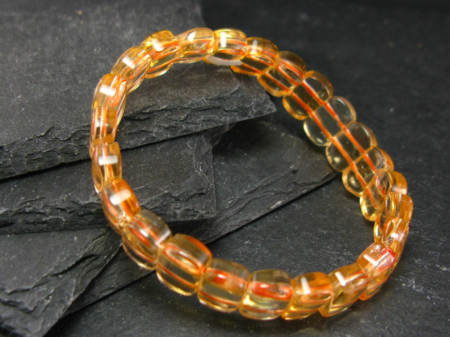 Citrine Genuine Bracelet ~ 6.5 Inches ~ 10mm Oval Beads