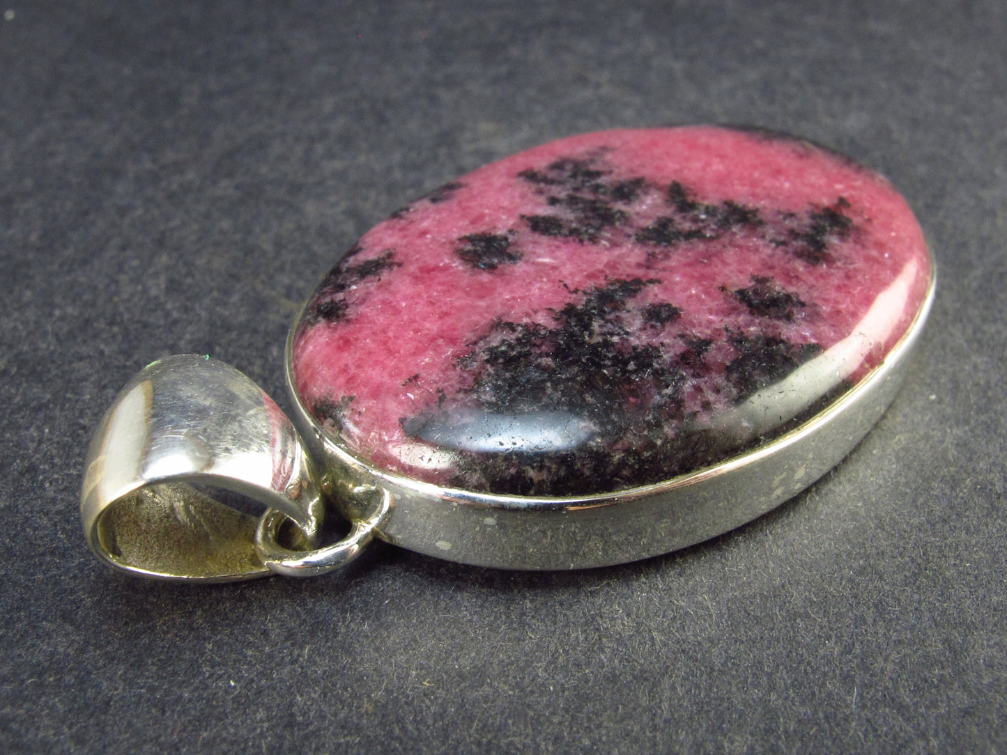Pink Rhodonite Silver Pendant From Brazil - 2.2" - 23.0 Grams
