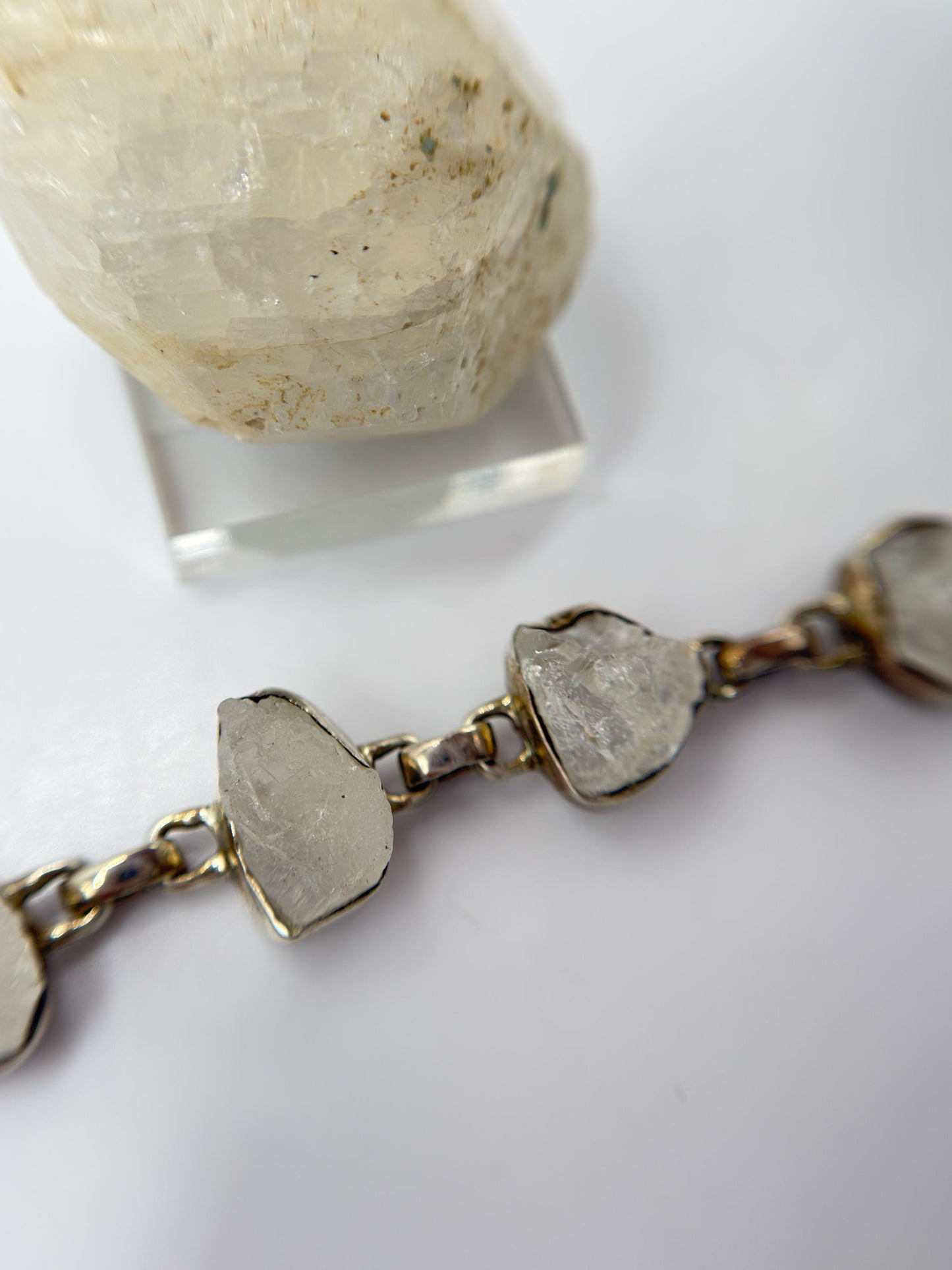 Raw Natural Phenakite (Phenacite) Crystal Bracelet in Sterling Silver - Weight 14.01 g