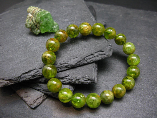 Peridot Genuine Bracelet ~ 7 Inches ~ 10mm Round Beads