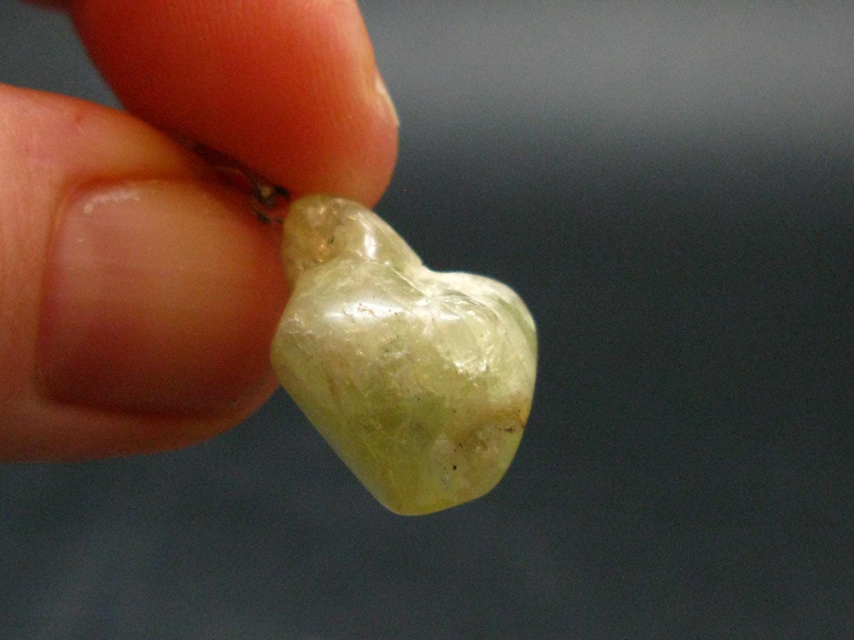 Rare Gemmy Yellowish-Green Brazilianite Terminated Crystal Silver Pendant From Brazil - 0.9" - 2.81 Grams