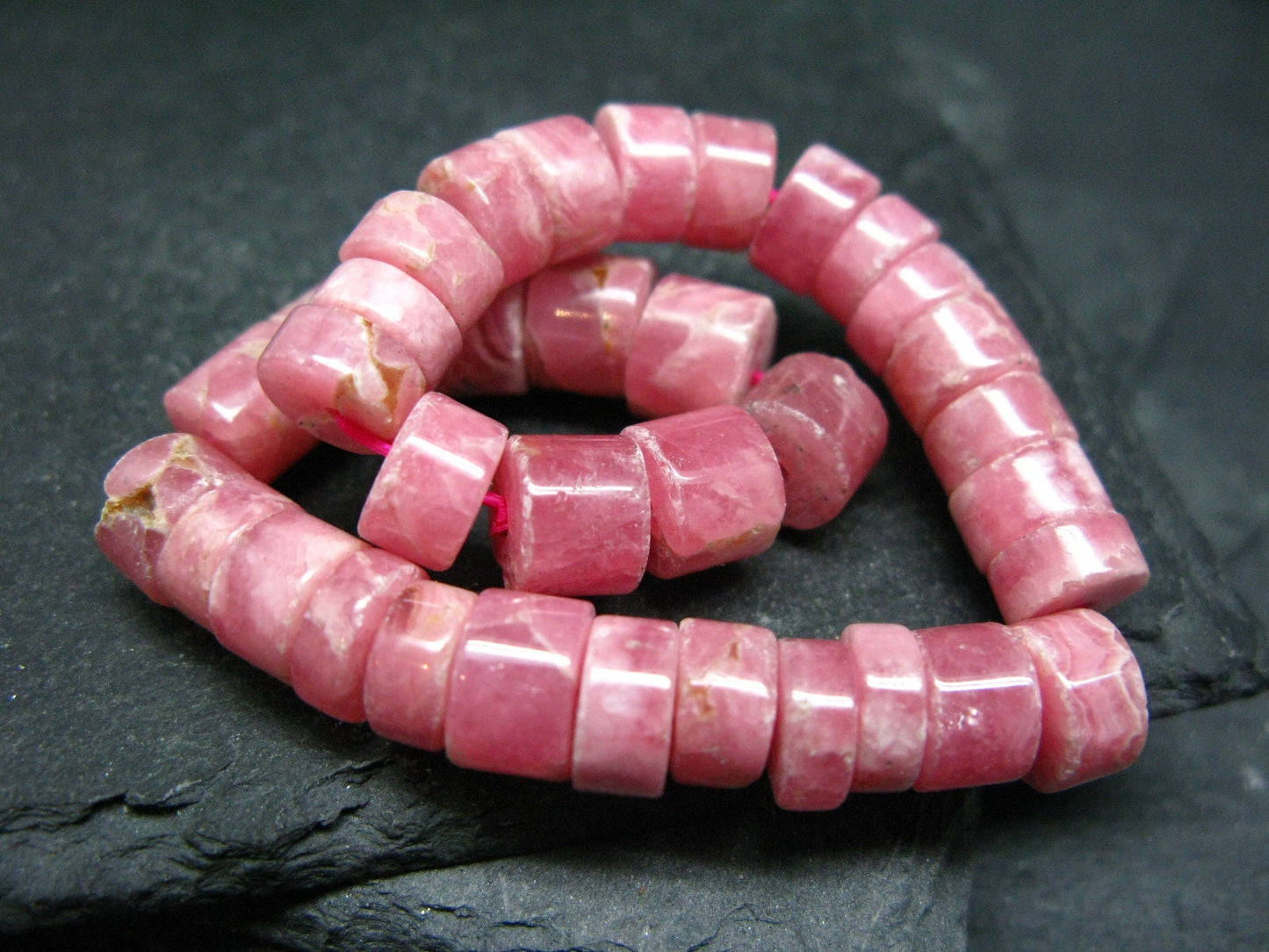 Rhodochrosite Genuine Bracelet ~ 7 Inches ~ 8mm Rondelle Beads