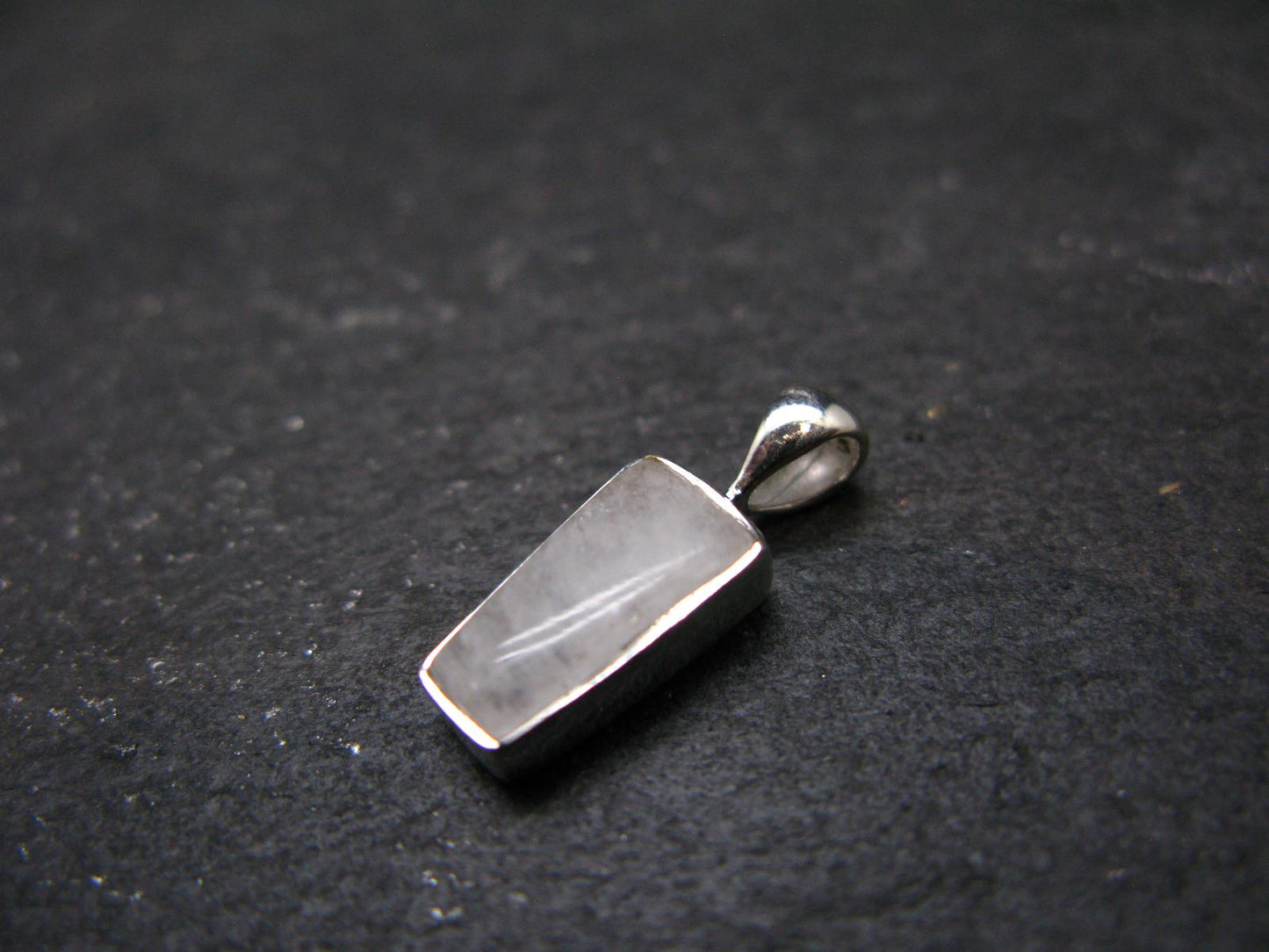 Raw Rare Natrolite Crystal Silver Pendant From Russia - 0.7" - 1.18 Grams