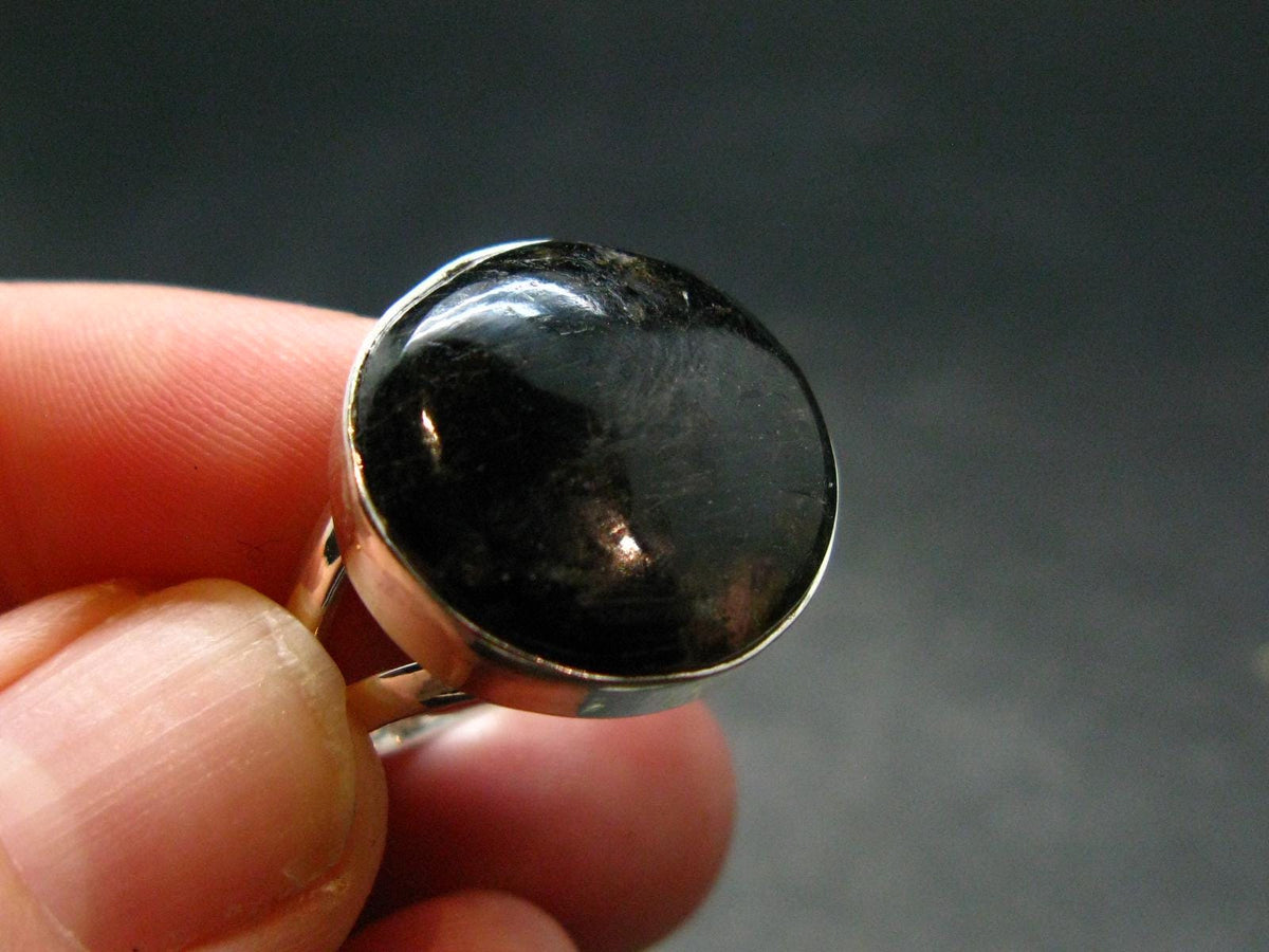 Very Rare Nuumite Nuummite Sterling Silver Plated Ring from Greenland - 5.39 Grams - Size 7