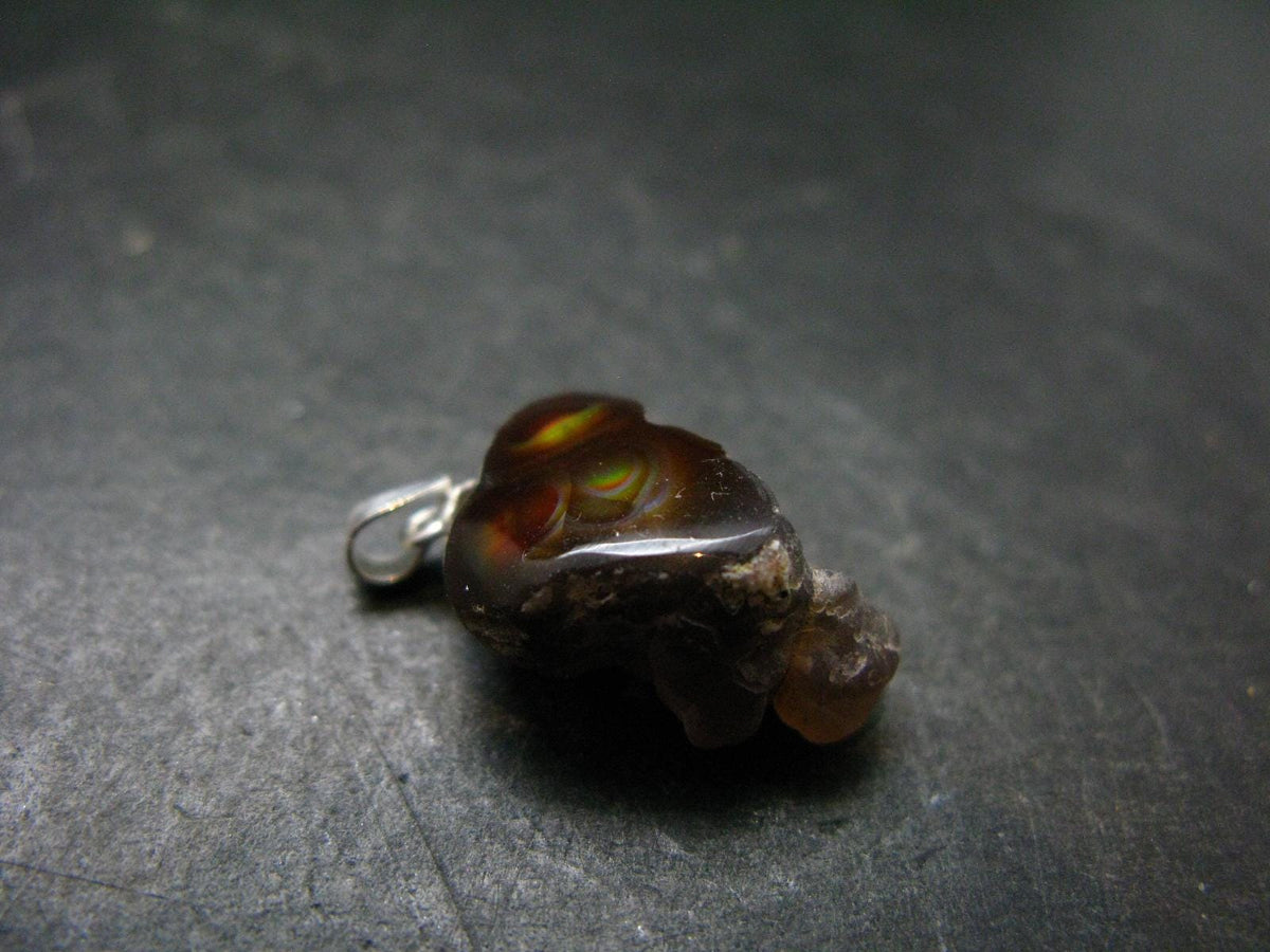 Fire Agate Silver Pendant From Mexico - 1.0" - 3.0 Grams