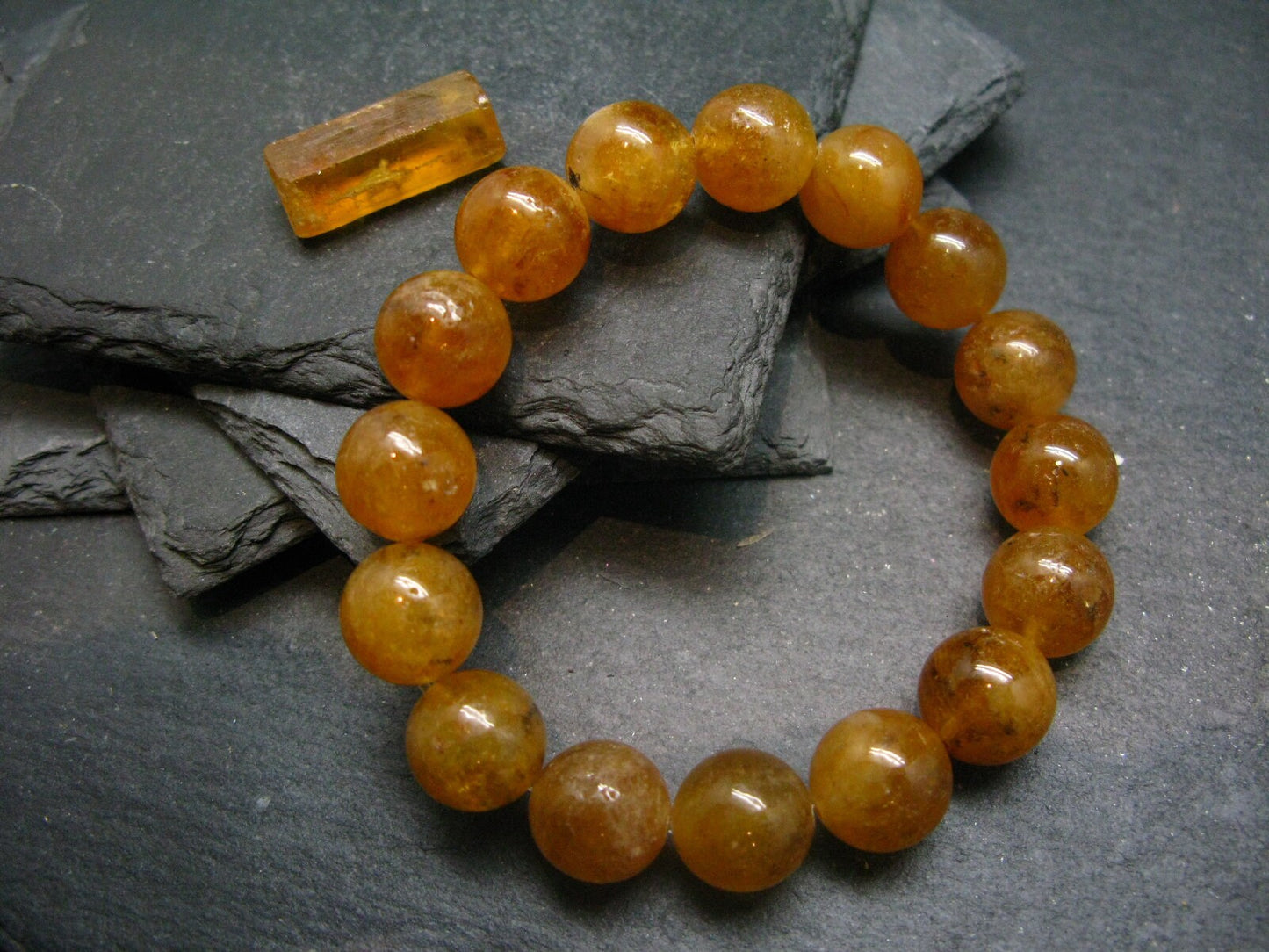 Heliodor Deep Golden Beryl Genuine Bracelet ~ 7 Inches ~ 12mm Round Beads