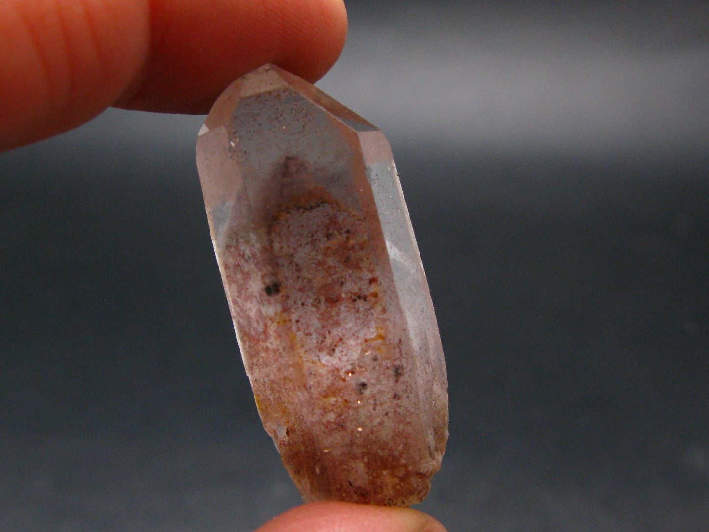 Phantom Hematite in Quartz Crystal From India - 1.5" - 12.33 Grams