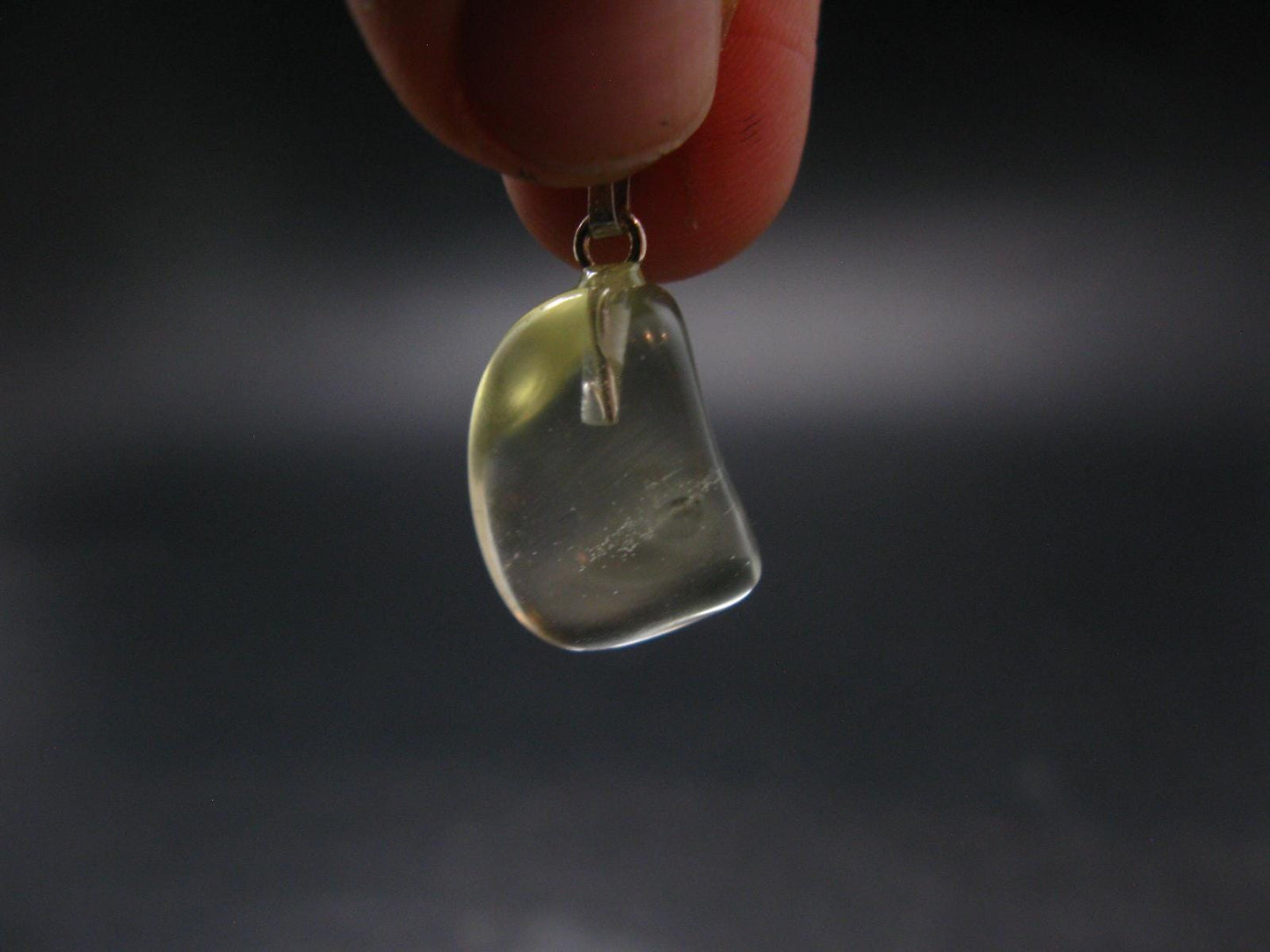Gem Libyan Desert Glass Tektite Pendant Sterling Silver from Libya - 1.0" - 2.9 Grams