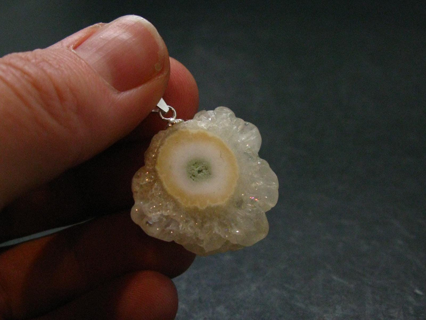 Anandalite Quartz Crystal Silver Pendant From India - 1.2" - 6.91 Grams