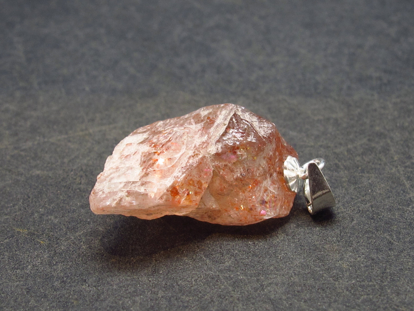 Romancing the Sunstone!! Raw Sunstone Silver Pendant From Tanzania - 1.0"
