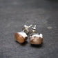 Hessonite Garnet Silver Stud Earrings From Canada - 0.6" - 1.53 Grams