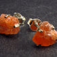 Natural Raw Shiny Sunstone Studs Earrings In Sterling Silver - 0.6"