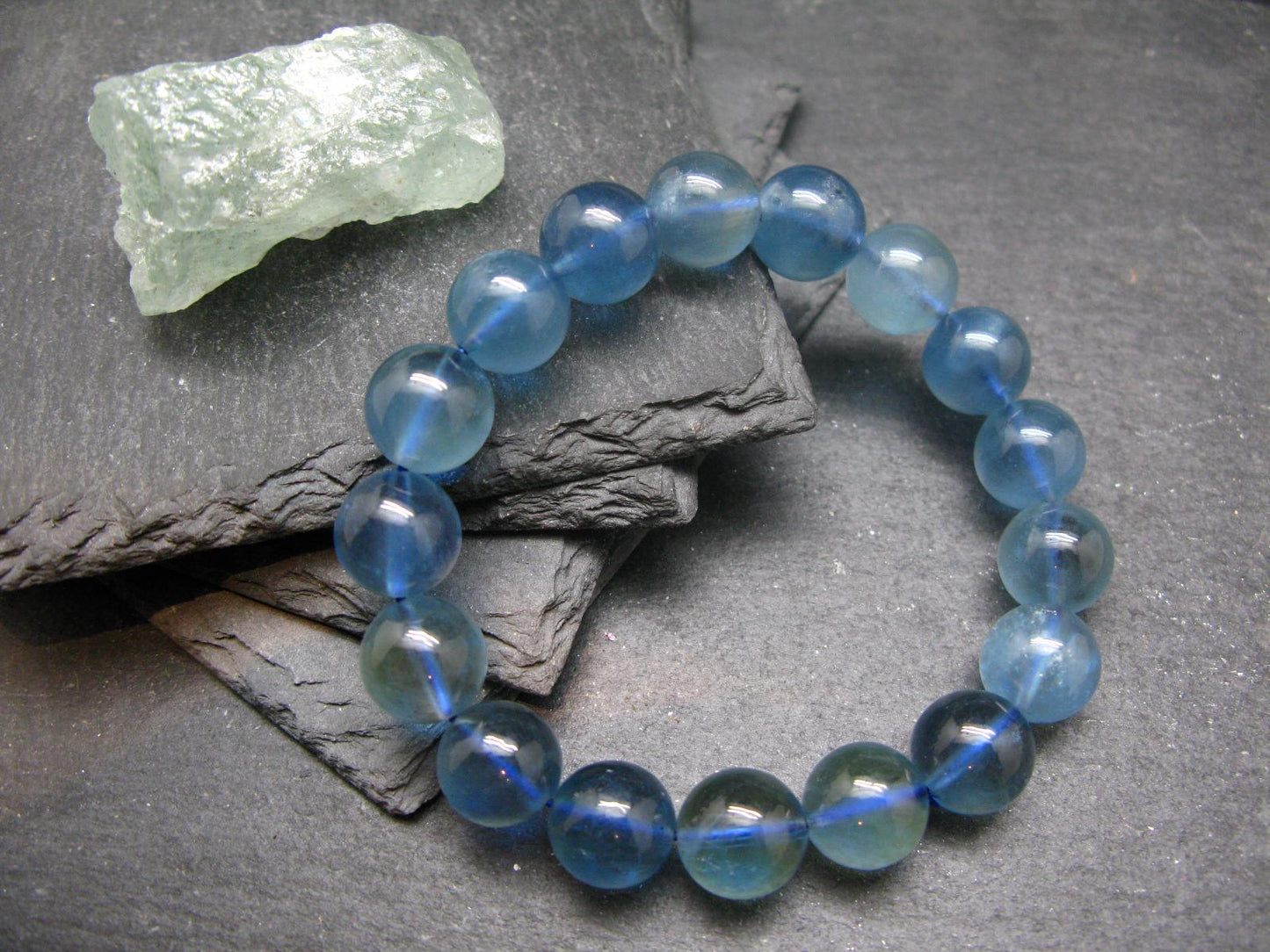 AAA Grade Gem Santa Maria Aquamarine Genuine Bracelet ~ 7.5 Inches ~ 12mm Round Beads