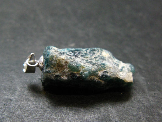 Extremely Rare Rough Grandidierite Silver Pendant From Madagascar - 1.2" - 3.91 Grams