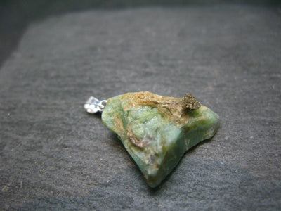 Andean Opal!! Natural Raw Greenish-Blue Opal Silver Pendant from Peru - 1.1" - 3.17 Grams