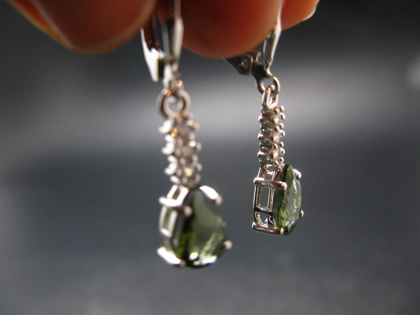 Moldavite Tektite Silver Earrings from Czech Republic - 2.61 Grams