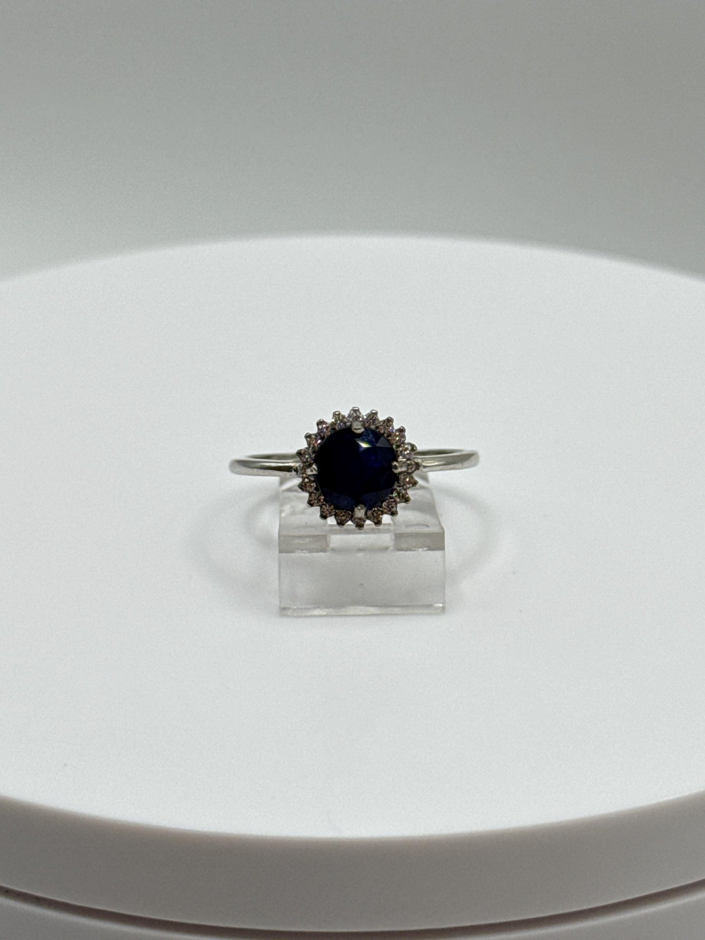 Blue Sapphire Ring | Genuine Sapphire Solitaire | Sterling Silver Gemstone Jewelry | September Birthstone - Size 8.5