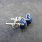 Cute Small Natural Raw Deep Blue Azurite Crystal Stud Earrings In Sterling Silver From Mexico