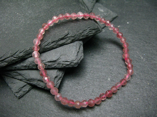 Strawberry Quartz Genuine Bracelet ~ 7 Inches ~ 4mm Facetted Beads