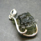 Moldavite Tektite Silver Clover Pendant from Czech Republic - 1.5" - 5.64 Grams
