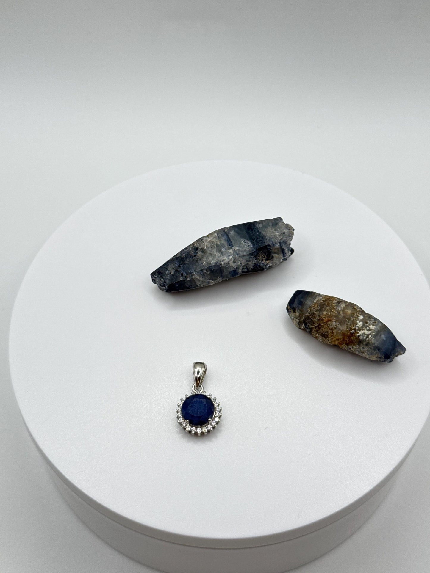 Sapphire Halo Pendant | Sterling Silver Necklace, September Birthstone