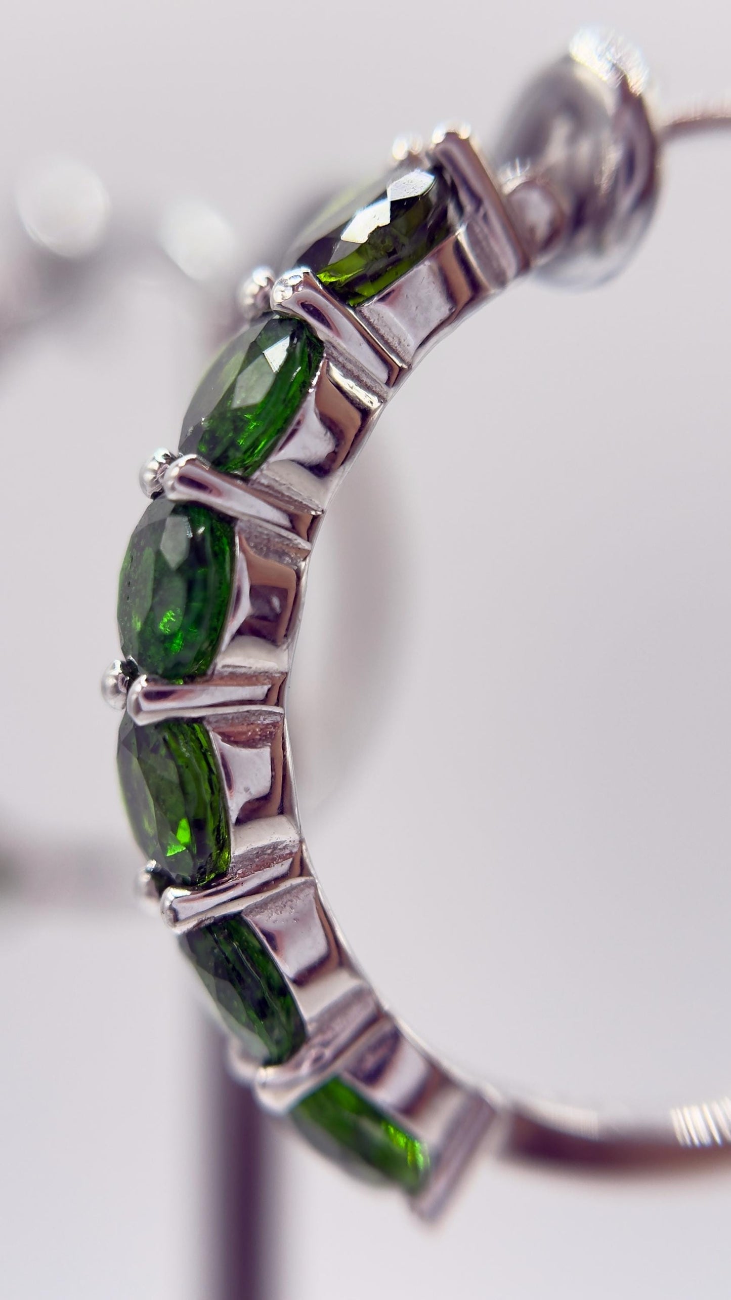 Green Helenite Hoop Earrings – Sterling Silver Hoops with Helenite