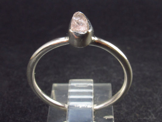 Pink Beryl!! Natural Raw Morganite Silver Ring From Brazil - Size 10 - 2.17 Grams