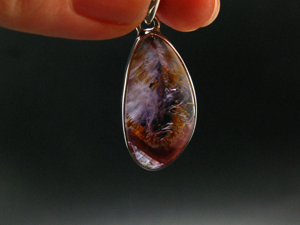 Cacoxenite Super 7 Silver Pendant From Brazil - 1.5" - 4.36 Grams