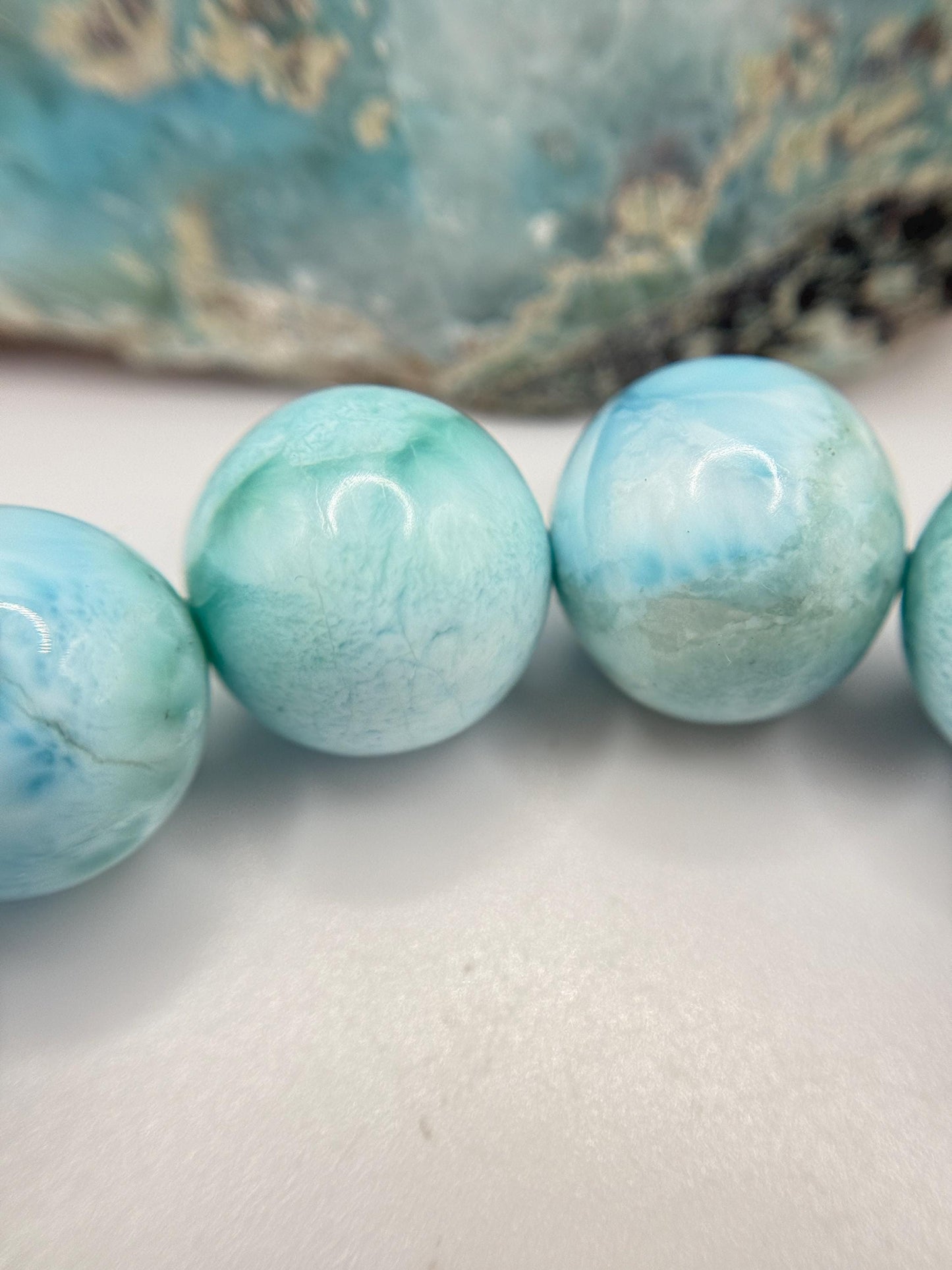 Larimar Beaded Bracelet Blue Gemstone Natural Jewelry Ocean Stone Gift