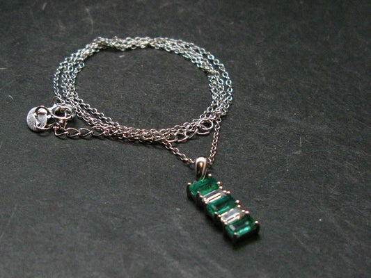 Emerald Silver Pendant W/Chain From Colombia - 2.47 Grams Total