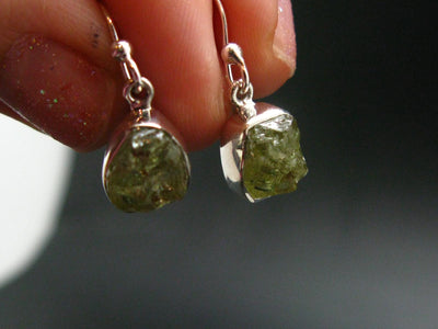 Chrysoberyl Silver Earrings From Brazil - 0.8" - 3.38 Grams