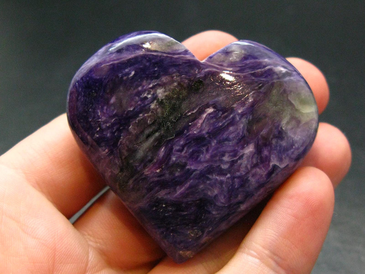 Rare High-Quality Charoite Tumbled Heart From Russia - 1.7" - 54.39 Grams