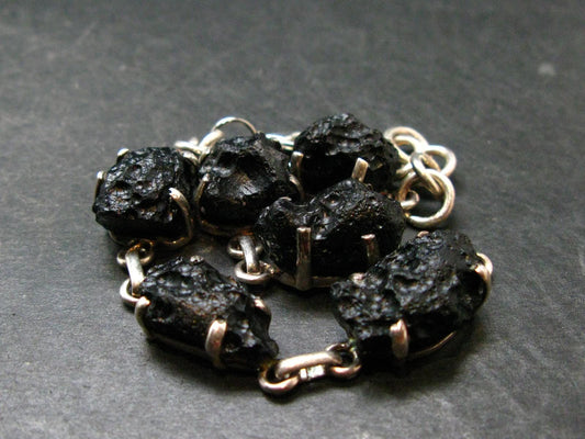 Tibetan Tektite Silver Bracelet ~ 8 Inches ~ 22.43 Grams