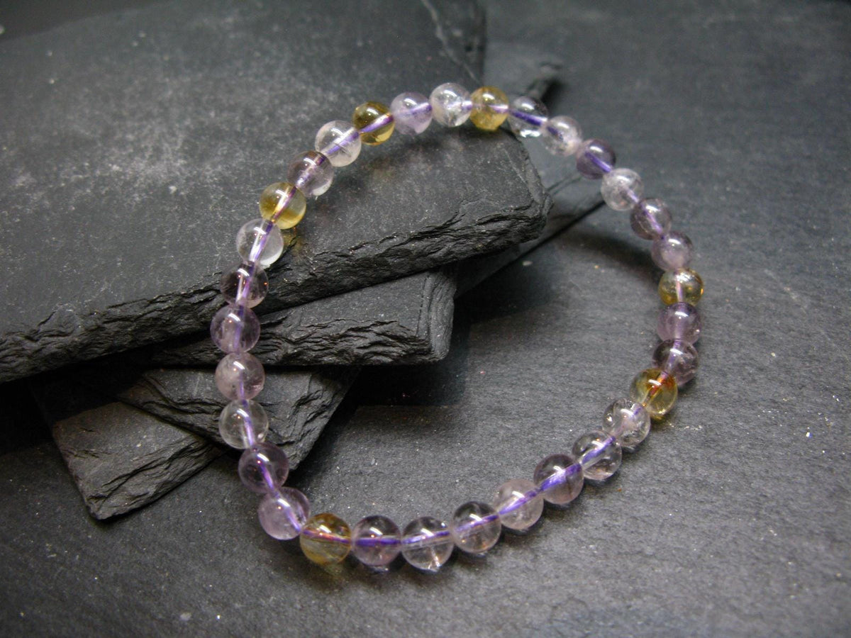 Ametrine Genuine Bracelet ~ 7 Inches ~ 6mm Round Beads