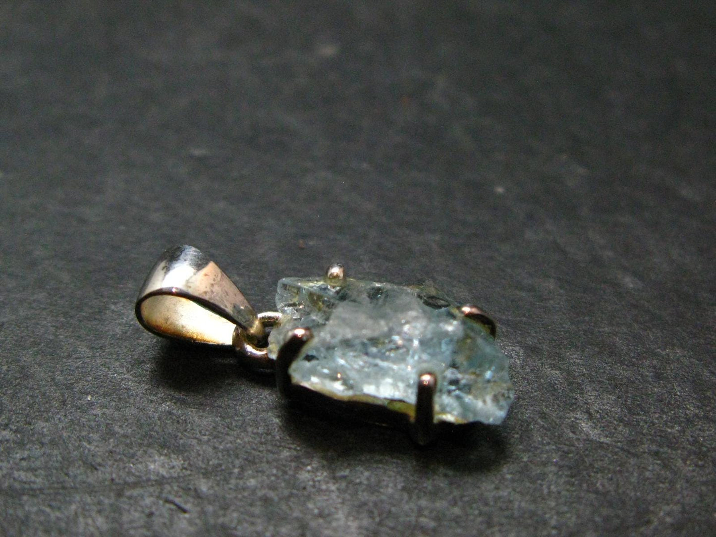 Fantastic Gemmy Aquamarine Crystal Silver Pendant From Brazil - 0.9" - 1.55 Grams