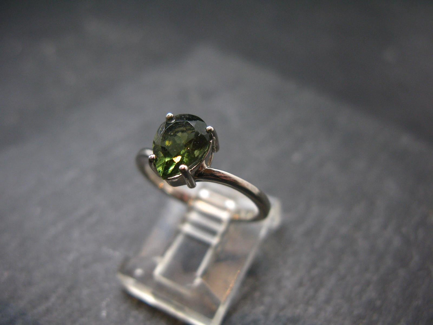 Moldavite Sterling Silver Ring From Czech Republic - Size 5.2 - 1.88 Grams
